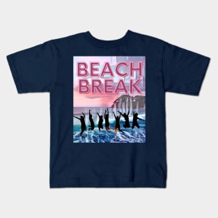 Beach Break (7 jumping people silhouettes) Kids T-Shirt